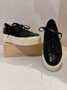 Bos. & Co. Black Patent Platform Sneakers with White Sole